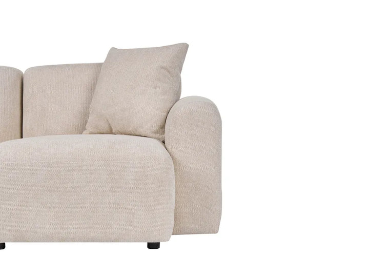 Modular Corner Sofa 3 Seater Fabric Light Beige with Ottoman Right Hand Simonsen