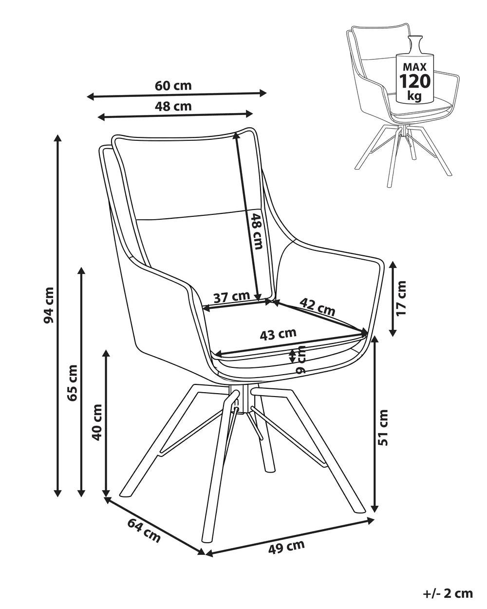Dining Chair Swivel Chenille Off-White/ Beige Tayani