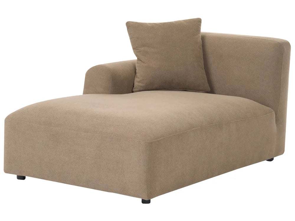 Modular Corner Sofa 3 Seater Fabric Brown with Ottoman Right Hand Simonsen