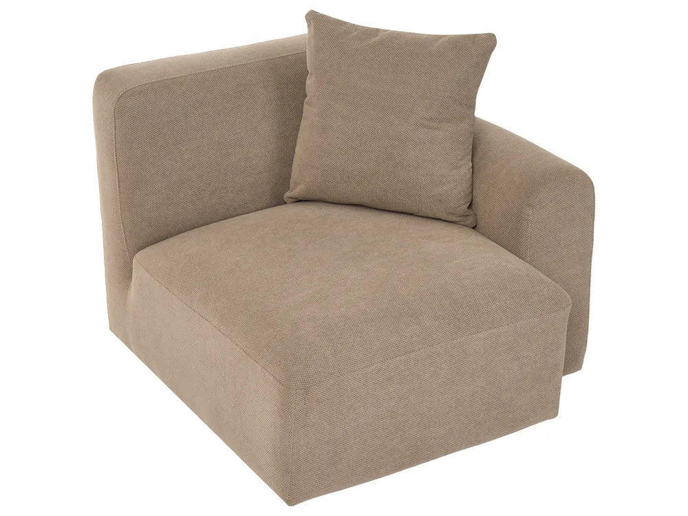 Modular Corner Sofa 3 Seater Fabric Brown with Ottoman Right Hand Simonsen