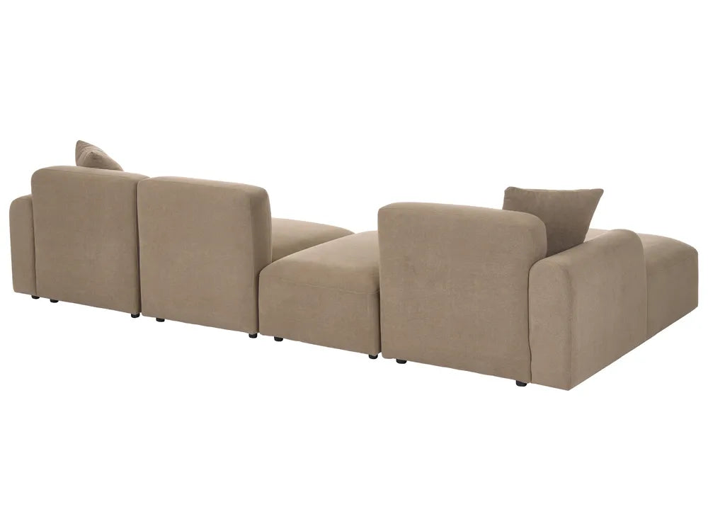 Modular Corner Sofa 3 Seater Fabric Brown with Ottoman Right Hand Simonsen