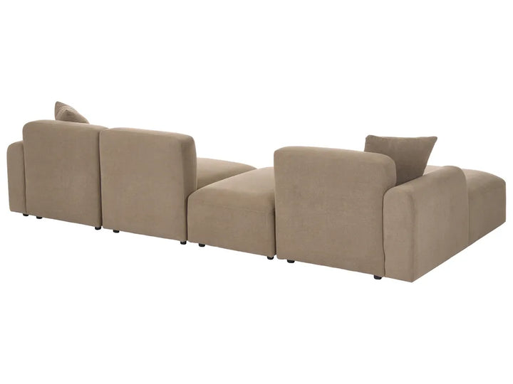 Modular Corner Sofa 3 Seater Fabric Brown with Ottoman Right Hand Simonsen