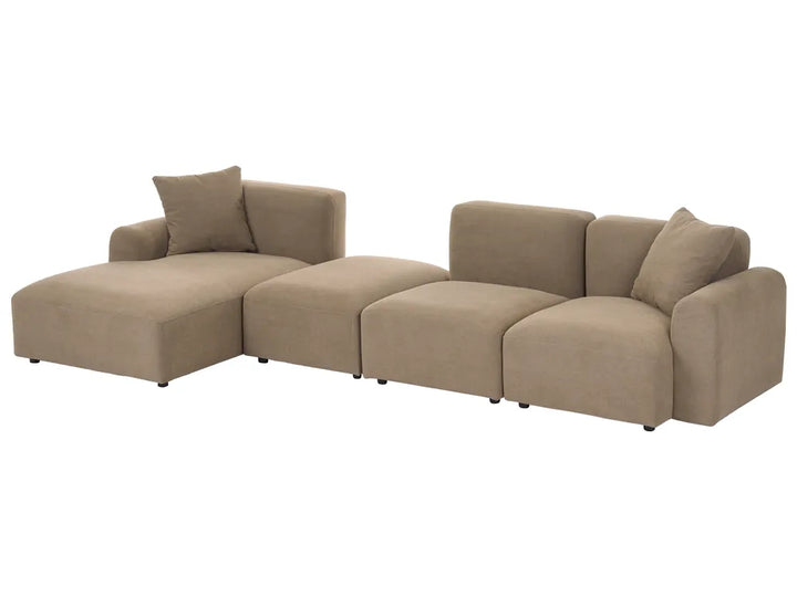 Modular Corner Sofa 3 Seater Fabric Brown with Ottoman Right Hand Simonsen
