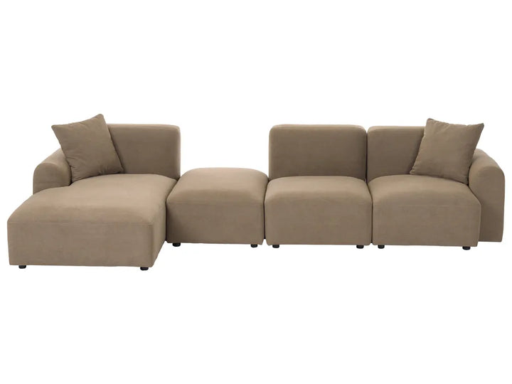 Modular Corner Sofa 3 Seater Fabric Brown with Ottoman Right Hand Simonsen