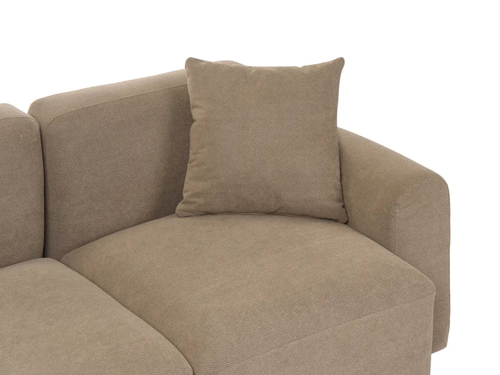 Modular Corner Sofa 3 Seater Fabric Brown with Ottoman Right Hand Simonsen