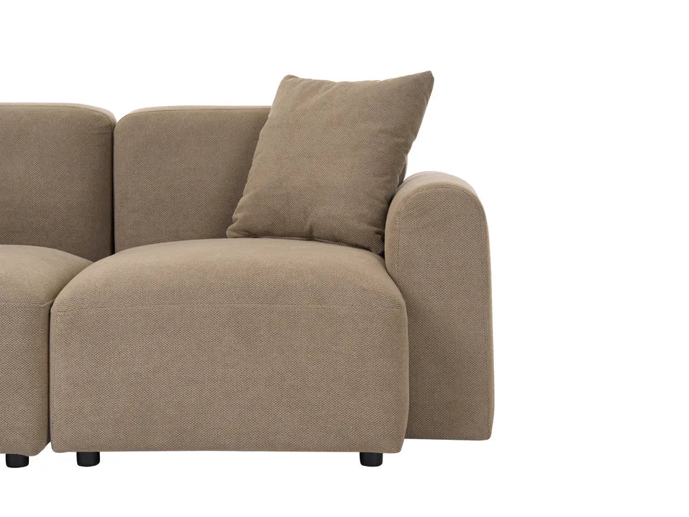 Modular Corner Sofa 3 Seater Fabric Brown with Ottoman Right Hand Simonsen