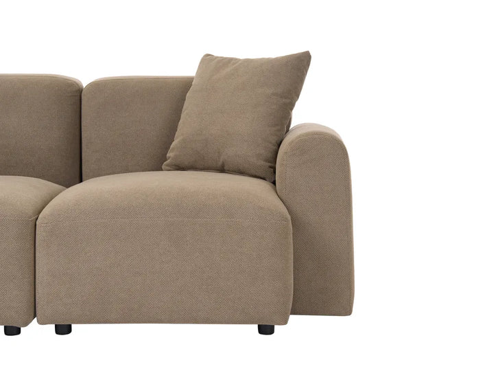 Modular Corner Sofa 3 Seater Fabric Brown with Ottoman Right Hand Simonsen
