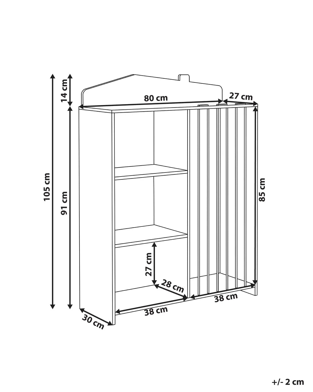 3 Tier Shelving Unit 105 cm Light Brown Suzy