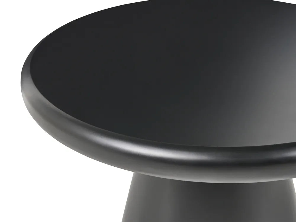 Round Black Coffee Table Mamawi with Statement Base