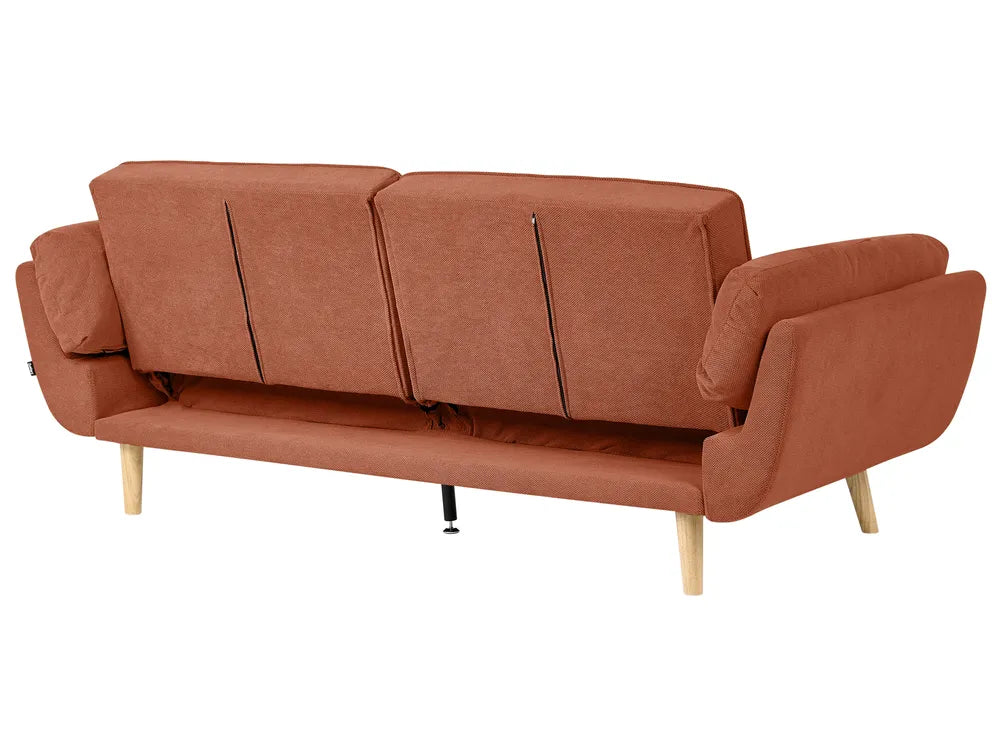Sofa Bed 3 Seater Fabric Orange Norelia