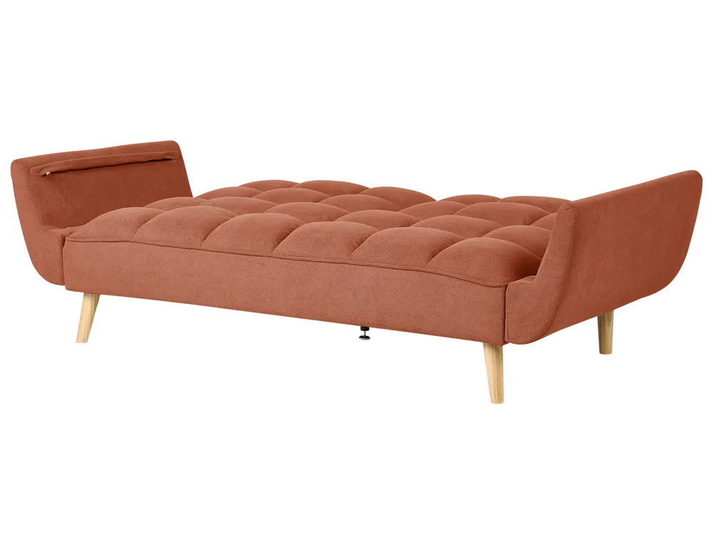 Sofa Bed 3 Seater Fabric Orange Norelia