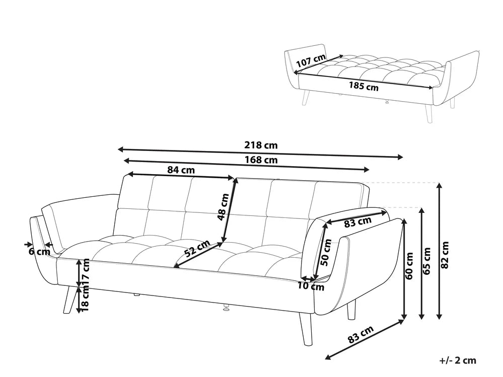 Sofa Bed 3 Seater Fabric Orange Norelia