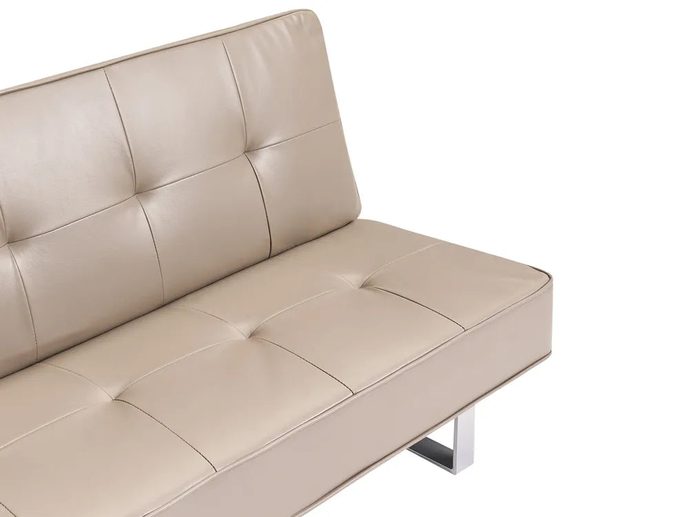 Sofa Bed 3 Seater Faux Leather Beige Leathia