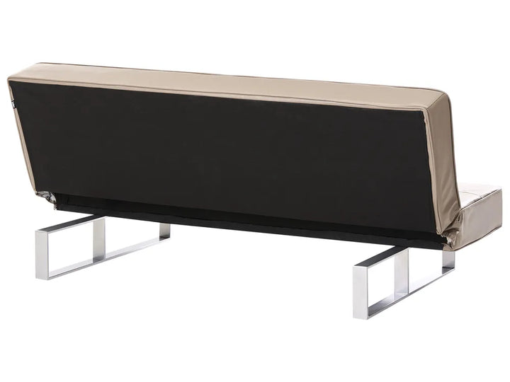 Sofa Bed 3 Seater Faux Leather Beige Leathia