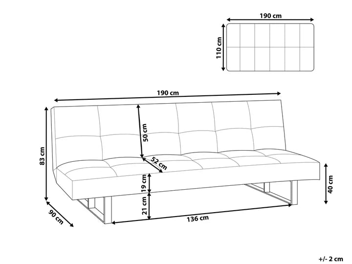 Sofa Bed 3 Seater Faux Leather Off-White Leathia