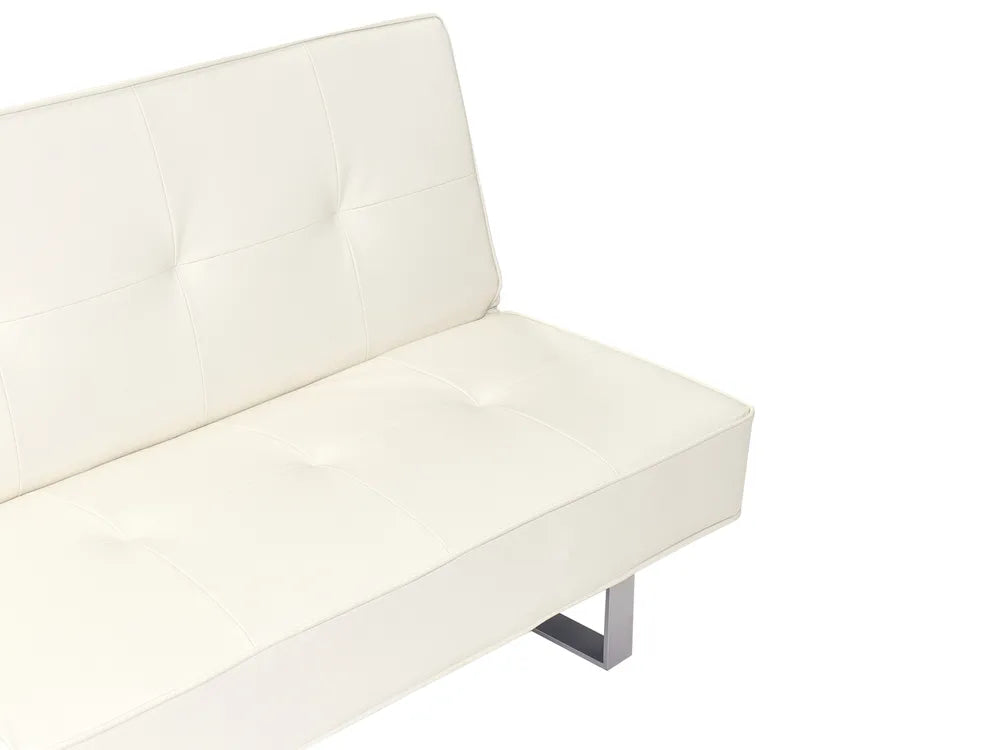 Sofa Bed 3 Seater Faux Leather Off-White Leathia