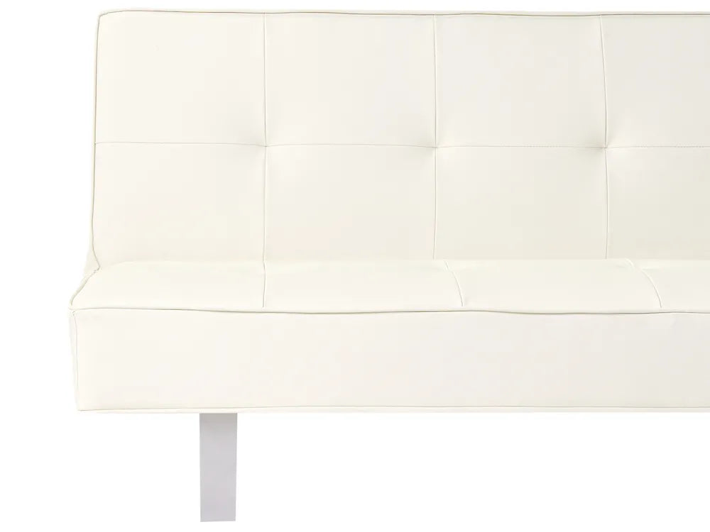 Sofa Bed 3 Seater Faux Leather Off-White Leathia
