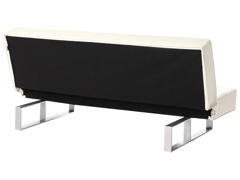 Sofa Bed 3 Seater Faux Leather Off-White Leathia
