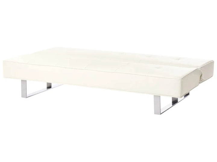 Sofa Bed 3 Seater Faux Leather Off-White Leathia