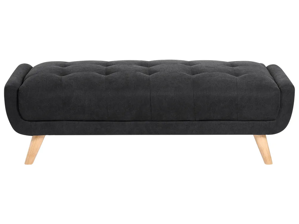 Sofa 2 Seater Fabric Black with Ottoman Crandell