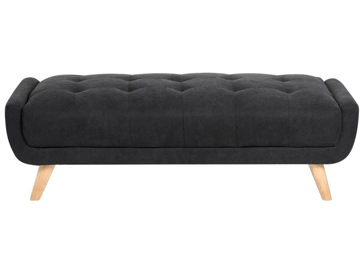 Sofa 2 Seater Fabric Black with Ottoman Crandell