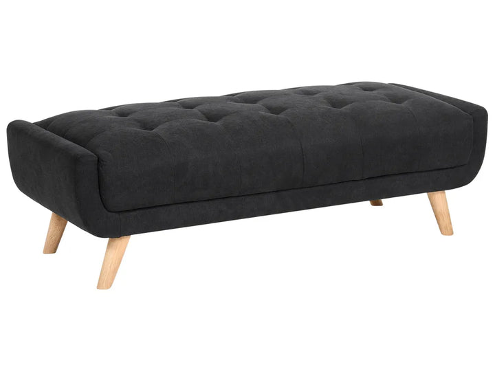 Sofa 2 Seater Fabric Black with Ottoman Crandell