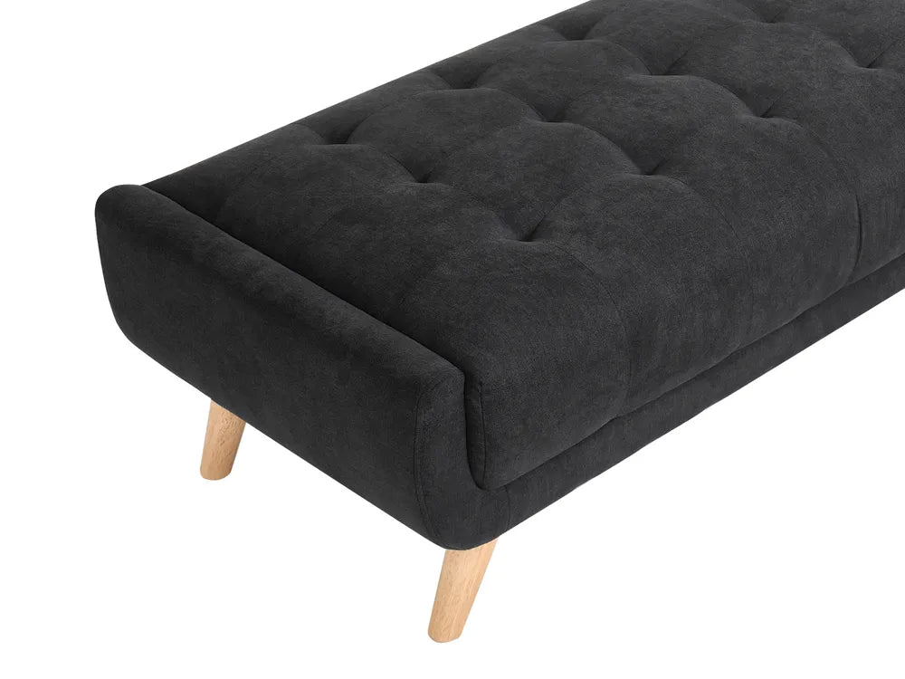 Sofa 2 Seater Fabric Black with Ottoman Crandell