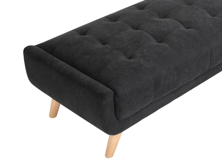 Sofa 2 Seater Fabric Black with Ottoman Crandell