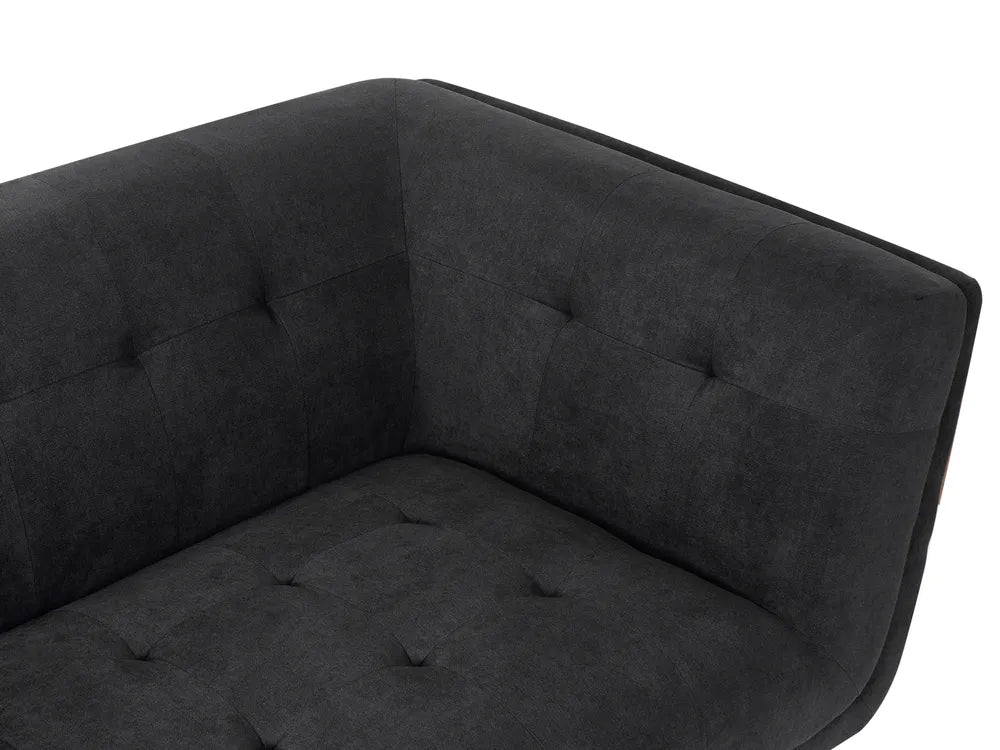 Sofa 2 Seater Fabric Black with Ottoman Crandell