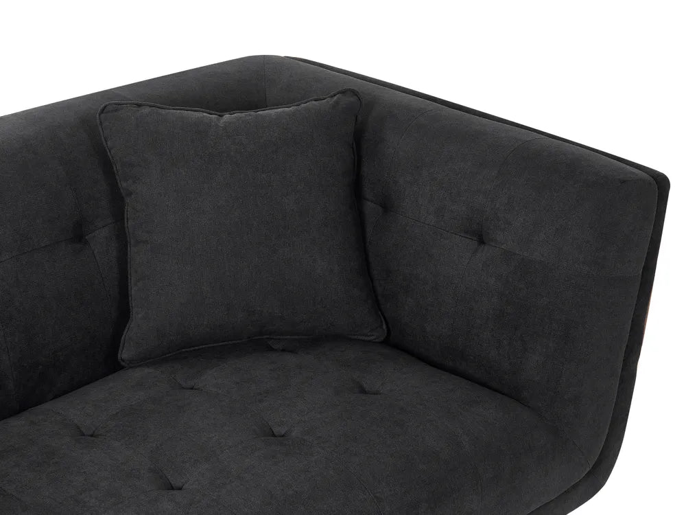 Sofa 2 Seater Fabric Black with Ottoman Crandell