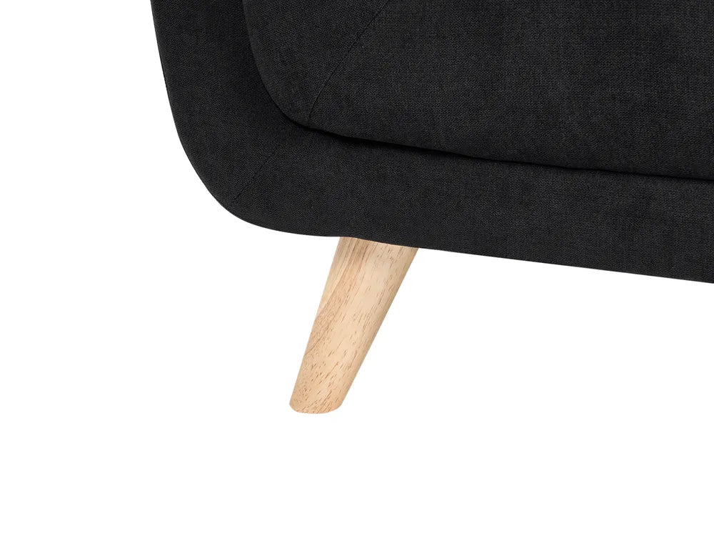 Sofa 2 Seater Fabric Black Crandell