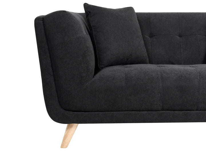 Sofa 2 Seater Fabric Black Crandell