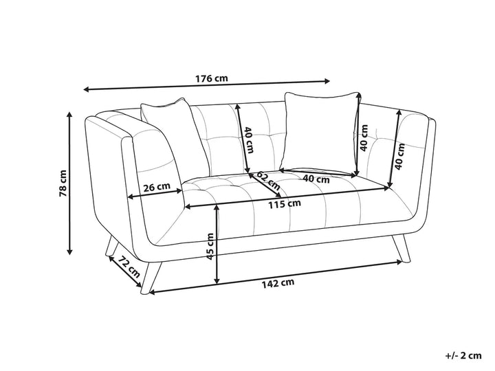 Sofa 2 Seater Fabric Taupe Crandell
