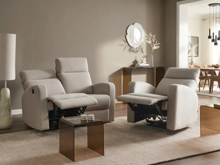 Electric Recliner Chair with Footrest Velvet Beige Beetner