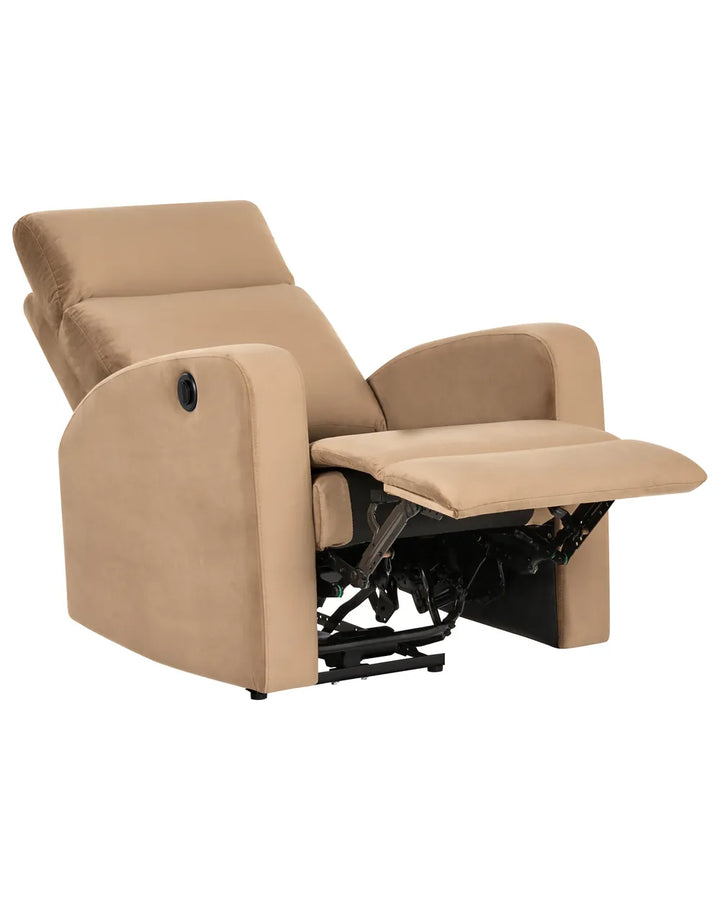 Electric Recliner Chair Velvet Light Brown Beetner
