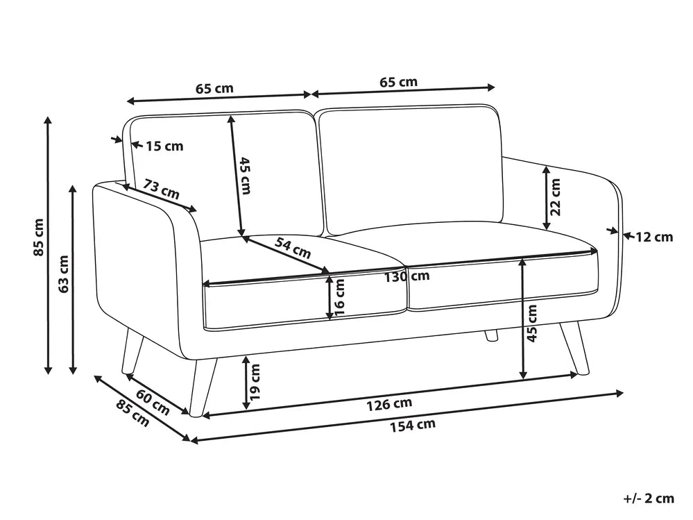 Sofa 2 Seater Boucle Beige Fatih