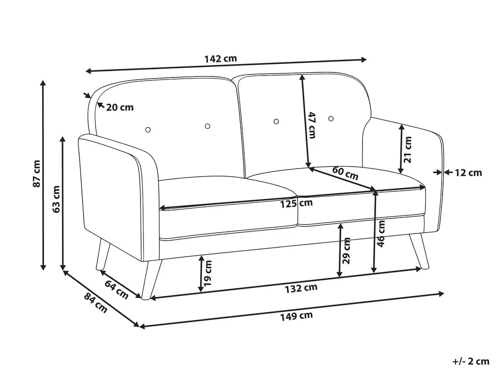 Sofa 2 Seater Boucle Beige Lechia