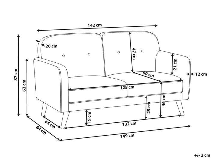 Sofa 2 Seater Boucle Beige Lechia