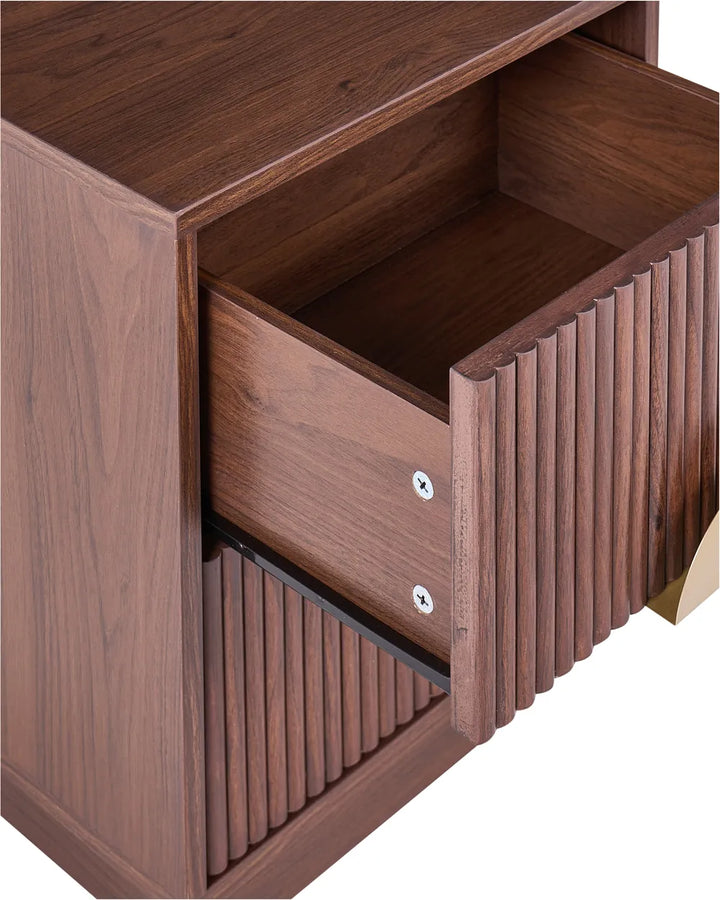 2 Drawer Bedside Table Dark Brown Eilzabeth