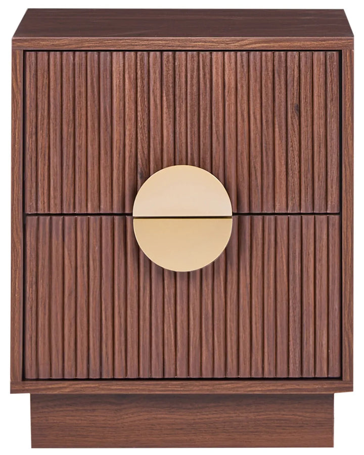 2 Drawer Bedside Table Dark Brown Eilzabeth