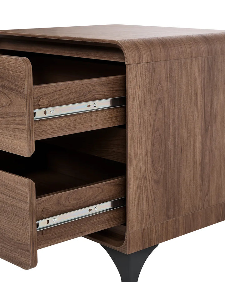 2 Drawer Bedside Table Dark Brown Lechia