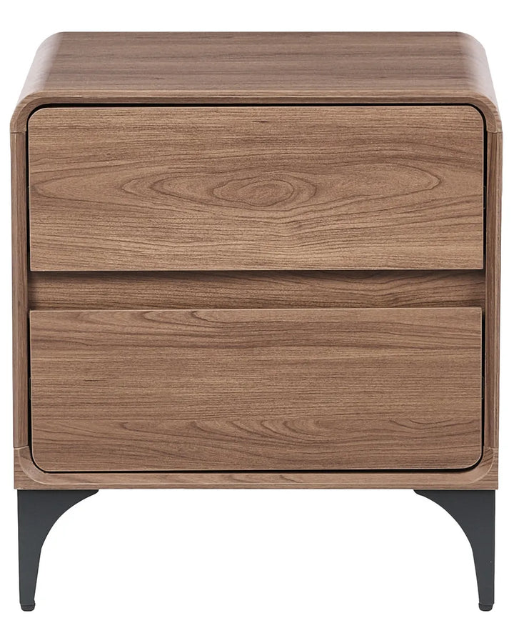 2 Drawer Bedside Table Dark Brown Lechia