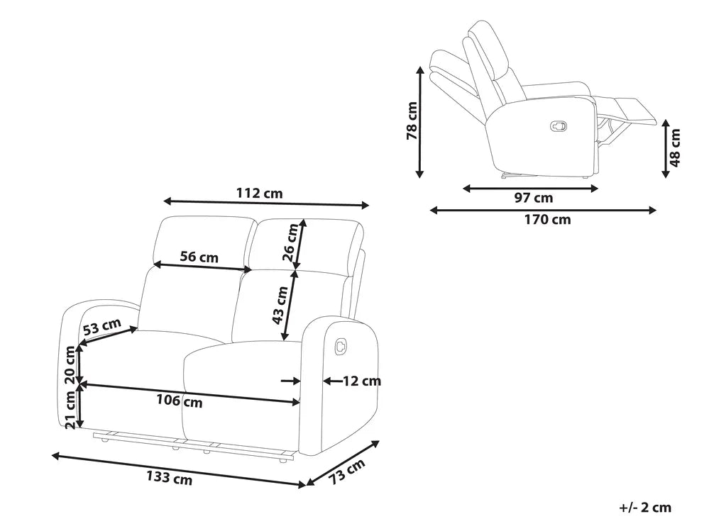 Electric Recliner Sofa 2 Seater Velvet Beige Beetner