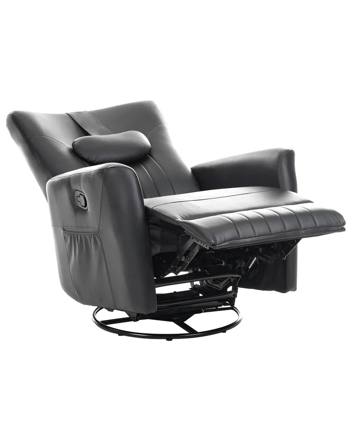 Rocking Recliner Chair Swivel Faux Leather Black Mixell