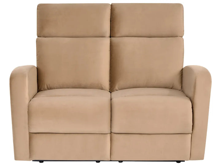 Manual Recliner Sofa 2 Seater Velvet Light Brown Beetner