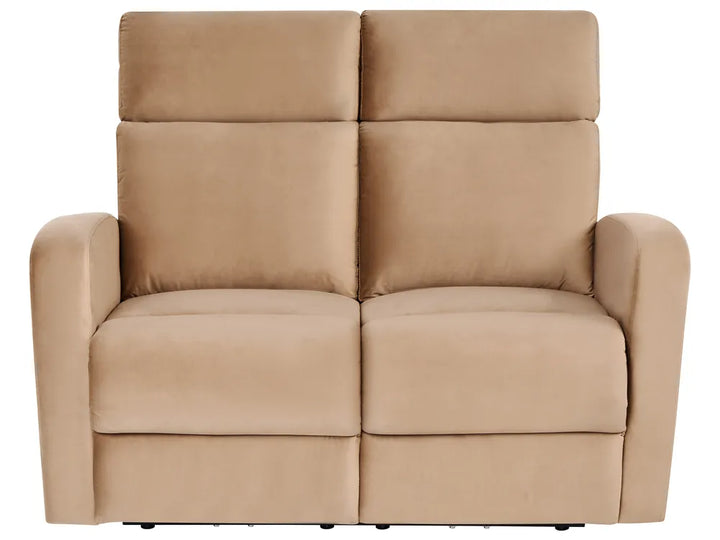 Electric Recliner Sofa 2 Seater Velvet Light Brown Beetner