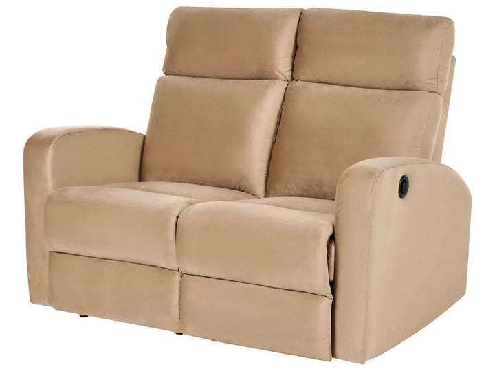 Electric Recliner Sofa 2 Seater Velvet Light Brown Beetner