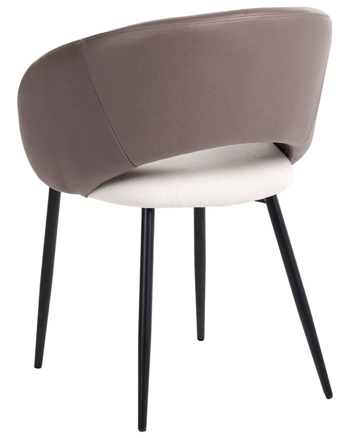 Set of 2 Chairs Fabric Brown/ Light Beige Mcghee