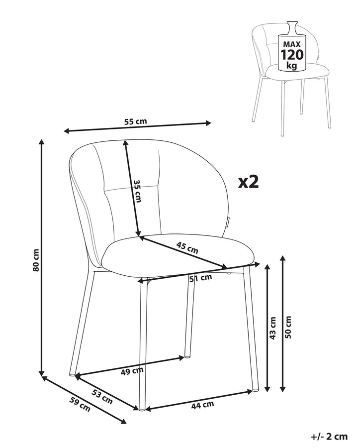 Set of 2 Dining Chairs Fabric Light Beige Arfsten