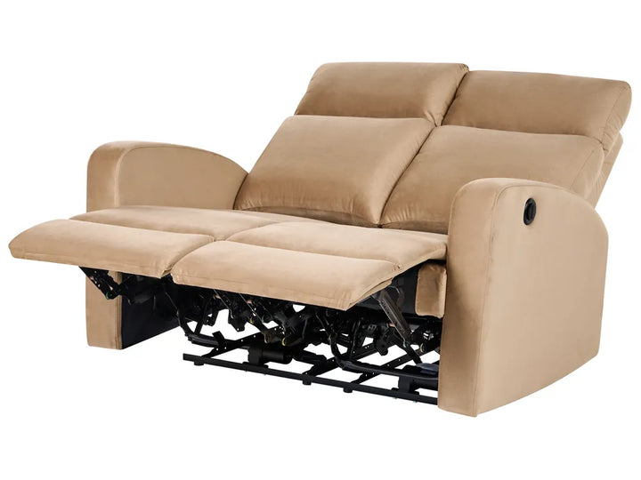 Electric Recliner Living Room Set 3 Seater Velvet Light Brown Beetner